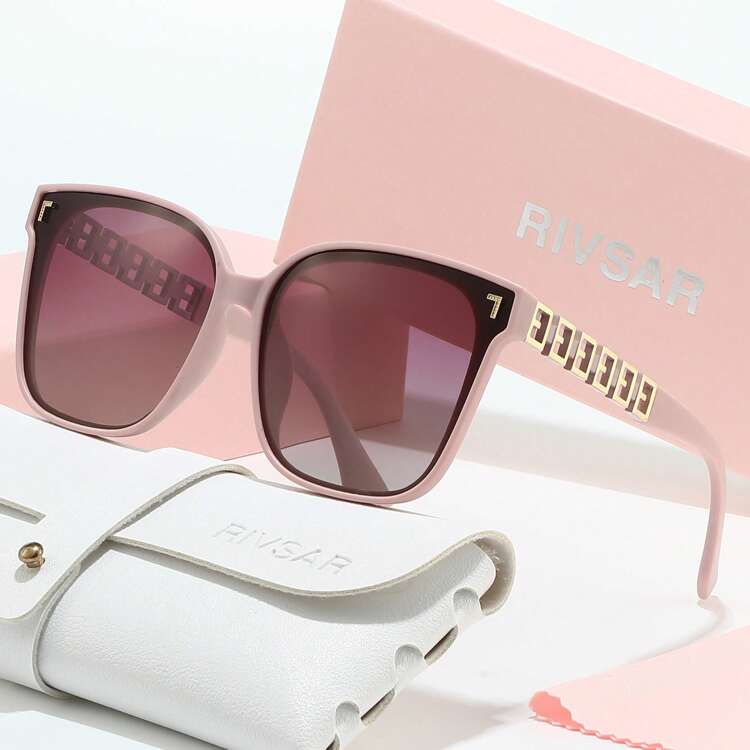 RIVSAR Women Fashion Oval Frame Sunglasses Gift Box Set, Outdoor Photoshoot, Driving Goggles, Ideal Gift Choice - Multicolor - View 3