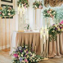 5-Head Candle Holder Set, Electroplated Wedding Aisle Candle Stand, Wedding Decoration For Hotel, Restaurant, Birthday Party, Home