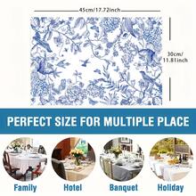 1/4/6 Pcs Chinese Style Hydrangea Floral Print Polyester Linen Placemats, Spring Season Dining Table Mats, Heat Insulation Pads, Kitchen Decor Table Mats, Western-Style Dining Table Mats - LJQYMCD-1143 - View 9
