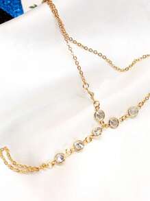 1pc Fashionable Summer Casual Alloy Rhinestone Finger Chain Bracelet Suitable For Women Daily Wear