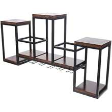 Wall Mounted Wine Rack Wine Racks Free Standing With 6 Stemware Glass Holders Solid Wood Bottle Rack For Kitchen Dining Room 106cm*20cm*55cm - as pic - View 4