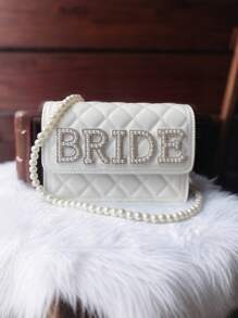 1PC Pearl Bride Clutch Bag Bridal Shower Wedding Engagement Honeymoon Trip Bachelorette Hen Party Decoration Wifey Mrs Gift Present