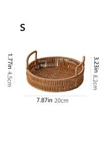 1 件/3 件仿藤编织托盘，野餐水果零食篮，双耳藤篮，木柄装饰柳条托盘，用于饼干茶零食水果便利，家居装饰，派对装饰，架子篮 - 彩色 - 查看 11