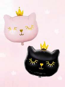 Decoração de Aniversário Conjunto para Fotografia: Coroa, Balão de Gato, Decoração de Festa, Balão de Gato, Coroa de Gato Preto, Balão de Folha, Decoração de Balão para Feriado e Jardim