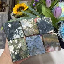 1pc Unpolished Natural Green Agate Slice, Raw Green Agate Stone, Quartz Crystal Slice, Science Educational Specimen, Natural Therapy, Healing Stone, Manifestation Stone, Wicca, Crystal DIY Material, Gift For Boyfriend, Girlfriend, Kids, Crystal Specimen, Men & Women Gift, Crystal Healing, Crystal Gift; Size 6cm+, Each Natural Green Agate Slice Has Unique Patterns, Random Shipment, Please Do Not Purchase If You Mind These Variations - Water Grass Agate - View 10