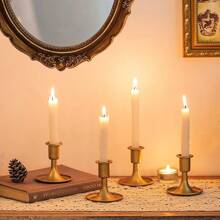 Soporte para vela en cono dorado - Soporte de vela de latón vintage corto y estrecho, artículo de decoración del hogar, accesorio de sobremesa, para usar con velas, adecuado para decoración central de bodas, navidad, fiesta de cumpleaños y decoración de mesa festiva