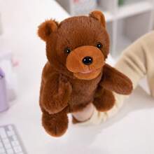 Juguete de peluche suave y lavable de 25 cm/9.84 pulgadas con forma de animales de la jungla, títere de mano para el juego de roles de niños con león, canguro, elefante, jirafa, cerdo, mono, con boca abierta como accesorios de actuación, muñeco de peluche que ofrece a los niños un gran títere de dedo