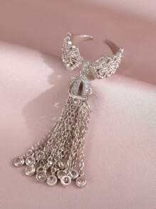 1 chiếc nhẫn đính hôn Cubic Zirconia tua rua dài tuyệt đẹp dành cho phụ nữ Nhẫn cưới có thể mở được của Nữ hoàng dành cho tiệc kỷ niệm Quà tặng trang sức - Bạc - Xem 5
