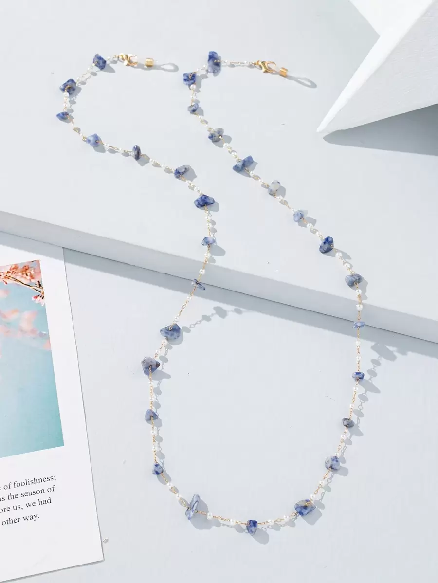 1 pieza Cordón para gafas de piedra multicolor, adecuado para uso diario - Azul C - Ver 1