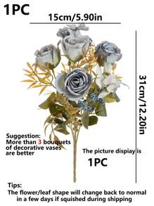 1PC/3PCS 人造花-玫瑰、丝绸玫瑰、假植物、家居、餐厅、客厅、户外花园装饰、插花艺术、摄影道具、秋季、春季、花瓶、花墙、花环、新娘花束、婚礼装饰、DIY 花环材料、生日派对装饰材料、家居装饰配件、情人节。