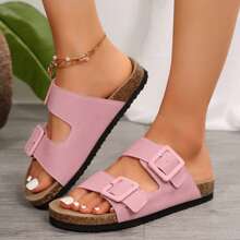 Women's Adjustable Cork Footbed Sandals - Open-Toe Style For Casual Occasions - 粉色 - 查看 5