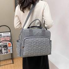 Fashion Quilted Rhombus Shoulder Mommy Bag; Large Capacity Travel Tote Crossbody Diaper Bag; High Quality Multipurpose Portable Mother & Baby Handbag