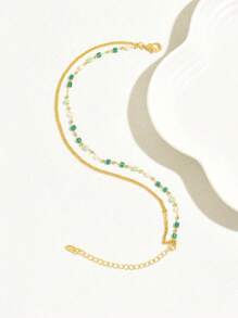 1 件手工多层彩色串珠脚链，波西米亚假日风格女士沙滩脚饰（手工制作，珠子数量和颜色随机） - 多色LNJ0286-1 - 查看 3