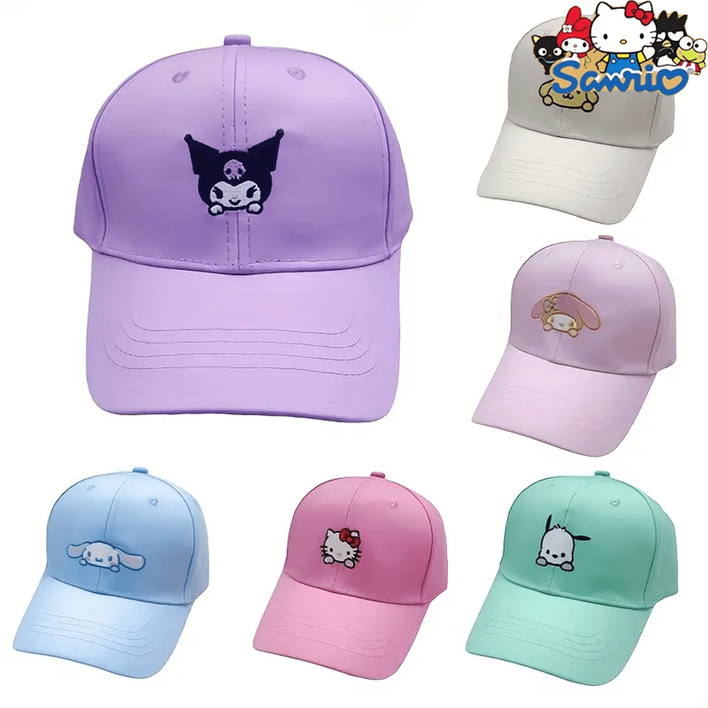 Sanrio Sanrio lizenzierte Hello Kitty/Kuromi/Melody/Cinnamoroll bestickte Baseballkappe - verstellbarer atmungsaktiver Sonnenhut aus schnell trocknendem Polyester, süße Anime-Geschenke für Valentinstag/Geburtstag/Jahrestag (Frühjahrskollektion 2025) Damen- und Herren-Sportmode-Accessoires