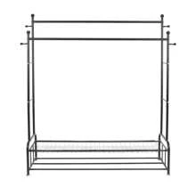 YUNRUX 4-Hook Home Clothes Rack Floor Standing Clothes Rack Wardrobe Rack Black