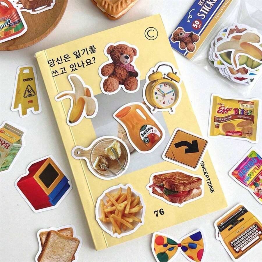 Bộ 40 miếng dán trang trí hoạt hình dễ thương, đa năng cho hành lý, sổ lưu niệm, đồ dùng học tập, trở lại trường - Nhiều màu - Xem 1