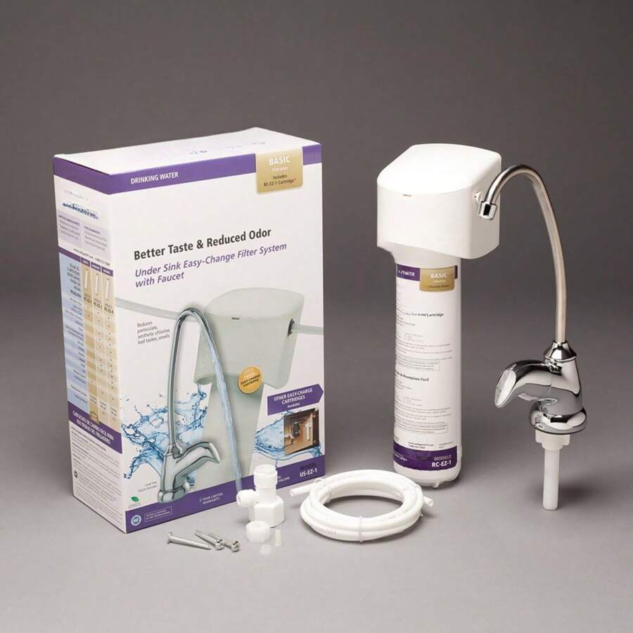 US Change Under-Sink Drinking Water System With Dedicated Faucet And Filter, EZ-1 (Good Filtration), Chrome - White - View 1