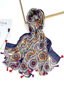 女士简约印花围巾，时尚围巾，新款春夏防晒沙滩披肩，女士披肩 - 彩色 - 查看 2