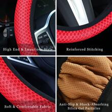 Three-Dimensional Mesh Breathable Sweat-Absorbing Comfortable Car Steering Wheel Cover Without Inner Ring For 38mm Auto Parts - Red - View 5