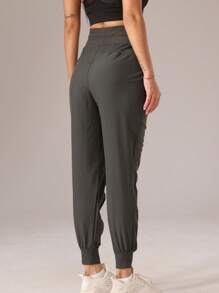 1pc Quick-Dry Wrinkle-Resistant Solid Color Joggers With Elastic Cuff