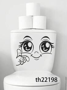 1 件卡通表情图案马桶盖贴花，PVC 马桶贴纸 - 防水，自粘式浴室装饰贴纸浴室地毯地毯秋季装饰浴室配件 - 彩色 - 查看 7