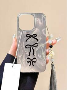 New 2-In-1 IMD Gradient PC+TPU Anti-Drop Phone Case With Bowknot Printing, Decorated With Colorful Beads, Plum Blossom Fan Tassels Pendant, Compatible With IPhone 16/16 Pro/16 Pro Max, 15 Pro Max, Compatible With IPhone 14 Pro, 13 Pro Max,International Version, Not The Domestic Version - Multicolor - View 3
