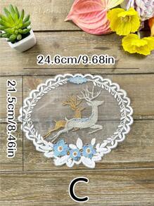 1pc Lace Hollow Rose Pad Applicable For Home Dining Table Mat Vintage Lace Embroidered Vase Pad Decorative Mat