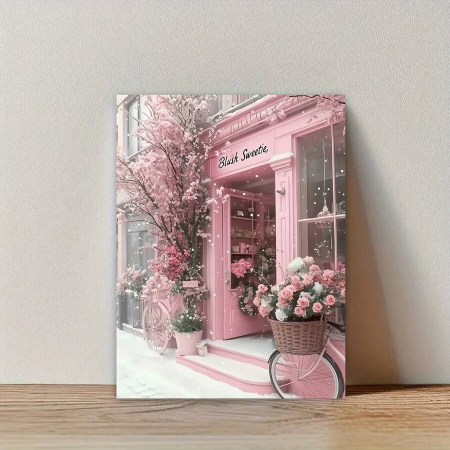 Charming Floral Canvas Art Print With Wooden Frame - Perfect For Home & Office Decor, Ideal Gift For Flower Enthusiasts,  Romantic, Vertical Orientation, Perfect For Room Decor,Room Ready To Hang Wrapped Canvas With Frame,Can Be Hung