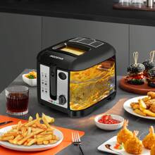 1pc 30.5x24.5x22.5cm Deep Fryer, 2.5 Liter Capacity, 1650W, Non-Stick Coated, Detachable Frying Basket, Multi-Level Temperature Control, Efficient Heating Element, Transparent Window, Power Indicator Light, Black Color, Suitable For Frying French Fries, Chicken Nuggets - EU F Type Plug(220-240V) - View 7