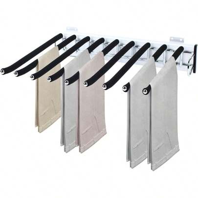 HOHOBLA Arms Retractable Pull Out Trousers Rack, Right Side Mounted Trouser Rack Closet Pants Rack, Sliding Trousers Rack For Closet Space Saving For BedroomPants Rack Back To School Travel Essentials Room Decor,Home Decor,Bedroom Decor Storage Organization And Storage Puppy Keep Dress Shorts Phone Case Bikini Summer Dresses For Women Skirt Summer Dress Dresses Nails Jeans Tops White Dress Dresses For Women