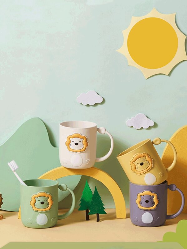1pc Cute Cartoon Toothbrush Holder Cup, Bathroom Home Rinse Cup Back To School