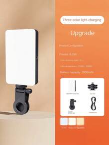 Luce per selfie ricaricabile, Luce di riempimento per telefono con molletta, Luce video portatile e rimovibile con molletta per selfie, trucco, live streaming, compatibile con iPhone, Android, iPad, smartphone, Luce LED portatile dimmerabile, per fotografia, selfie, registrazione video, videoconferenze