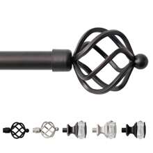 Extra Long Curtain Rod Black/Champane/ Bronze/Sliver Metal Curtain Rod For Living Room Bedroom Windows, 1 Pack 3/4 Inch Diameter Single Adjustable Curtains Rods With Spiral Finials - Bronze - View 2