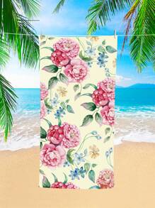 1pc Prachtige Bloemen Stranddeken, Extra Zachte Microvezel Extra Grote Strandhanddoek, Zeer Absorberende Badhanddoek, Geschikt Voor Reizen, Zwembad, Duiken, Surfen, Yoga, Kamperen, Verschillende Maten, Strandaccessoires Zomer, Vakantie