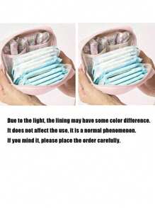 1pc Pink Sanitary Napkin Storage Bag, Portable Storage Bag, Large Capacity, Simple Style, Used To Store Sanitary Napkins, Panty Liners And Tampons, A Necessity For Girls, A Good Choice For Going Out.(L1 Stripe Series Makeup Bag Travel School Supplies Travel Essentials Make Up Bag Holiday Essentials Cosmetic Bag Makeup Bags Makeup Pouch Makeup Organizer Holiday Winter 2024 Make Up Organizer Makeup Storage