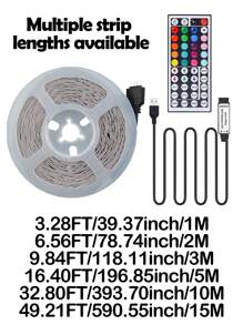 1 Stück 1M/2M/3M/5M/10M/15M LED-Strip-Leuchten für Schlafzimmer mit 44 Tasten Fernbedienung, RGB-Farbwechsel-LED-Lichterkette, Schlafzimmer-Lichterkette, Wohnzimmer Zuhause Valentinstag Party Hochzeit Dekoration