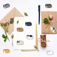 500pcs Cute Cat Stickers Roll 10 Styles Cat Stickers Cute Animal Decals Vinyl Waterproof Sticker Pack - Black - View 7