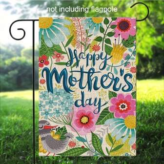 1 件，母亲节快乐花园旗帜，12x18 双面春花花园庭院旗帜春季户外房屋母亲节装饰（仅旗帜）﻿