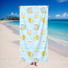 [1 件] 个性化冲浪猫沙滩巾，采用超细纤维制成，多用途毛巾，可机洗，超柔软吸水，旅行、露营、海滩、泳池必备，夏季、节日的绝佳礼物 - 彩色 - 查看 6