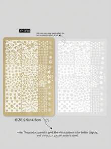 最新美甲设计印刷板，包括蕾丝、蝴蝶、玫瑰花、丝带、领结、蛇格图案美甲印花模板、不锈钢美甲印花板、中国风竹花印花 - 彩色 - 查看 9