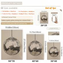 1 件，帆布悬挂，带框装饰画，海报，墙壁艺术，别致的迪斯科球海报印刷品 - 复古风格镜面球帆布艺术，非常适合现代简约装饰，适用于客厅、卧室、家庭办公室、宿舍 | 时髦学院风墙壁艺术 - 彩色 - 查看 3