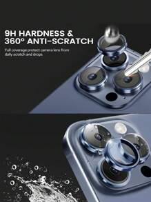 （3片装）钢化玻璃屏幕保护膜，金属单摄像头盖，兼容 16 Pro/16 Pro Max，海蓝色 - 藏蓝色 - 查看 3