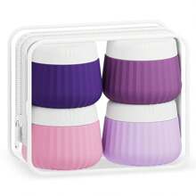 GGGold 4pcs [TSA]Approved Silicone Travel Containers Set, Leak-Proof Cream Jars With Transparent Bag, For Face Body Hand Lotion Skincare.Suitable For [ Travel]  And Shipping Seasons