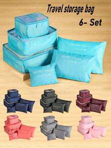 6合1夏季旅行收纳包套装 - 便携式防水化妆包、多功能洗漱包、大容量衣物收纳袋、手提包、鞋袋、压缩袋。适用于居家、海滩、商务旅行、旅游，以及送给朋友、父母和生日的礼物。 - 彩色 - 查看 2