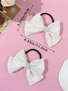 2 件套白色可爱百搭刺绣蕾丝蝴蝶结发圈，适合通勤、节日聚会、生日派对、购物、旅游摄影等任何场合，是送给好朋友的绝佳礼物
