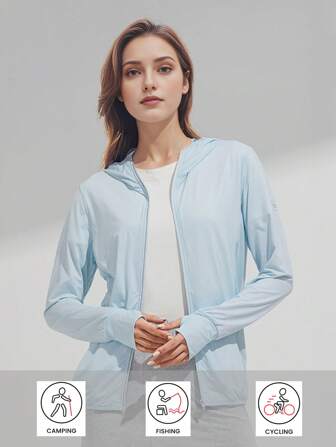 1pc Women's Outdoor Lightweight & Breathable UV Protection Skin Sun Coat For Summer