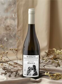 1/2/4/6/12PCS Wedding Proposal Wine Labels Custom Photo Stickers - Waterproof "Will You Be My Bridesmaid" Gift Set For Bachelorette Party/Bridal Shower/Rehearsal Dinner, Maid Of Honor Anniversary Gifts, Engagement Party Favors Couple Gifts For Her/Him Black & White Design