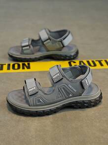 夏季新款男士鞋子壁球感凉鞋舒适凉爽运动鞋沙滩鞋两用防滑防水软底拖鞋 - 灰色 - 查看 9