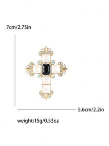 Fashionable Rhinestone Cross Brooch For Women Dress Suit Pin Accessories Party Banquet Gift