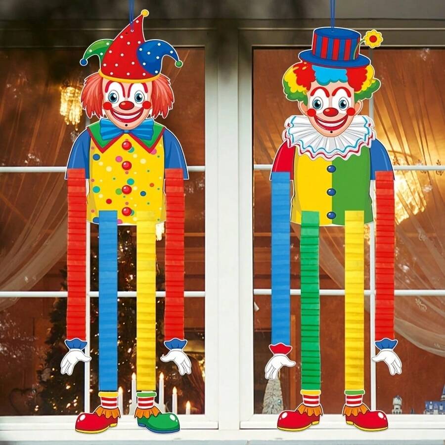 Paper Clown Pendant Circus Themed Birthday Clown Retractable Honeycomb Ornament